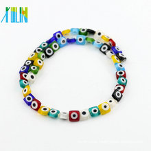 Wholesale Lampwork Glass Bead Y0007 Flat Square Turkey Evil Eye Beads for DIY Jewelry Bracelet Making